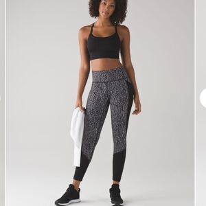 Lululemon Fit Physique Tight  Black and Gray Patterned Leggings